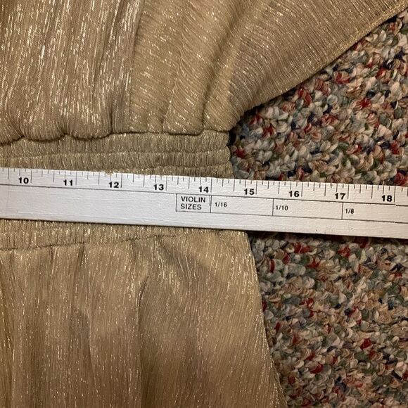 MSK Gold Metallic V-Neck Flutter Sleeve Handkerchief Hem Midi Dress Size XL - Picture 13 of 15